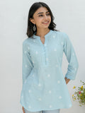 Skyblue Handloom Cotton Short Kurti For Women's