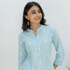 Skyblue Handloom Cotton Short Kurti For Women's