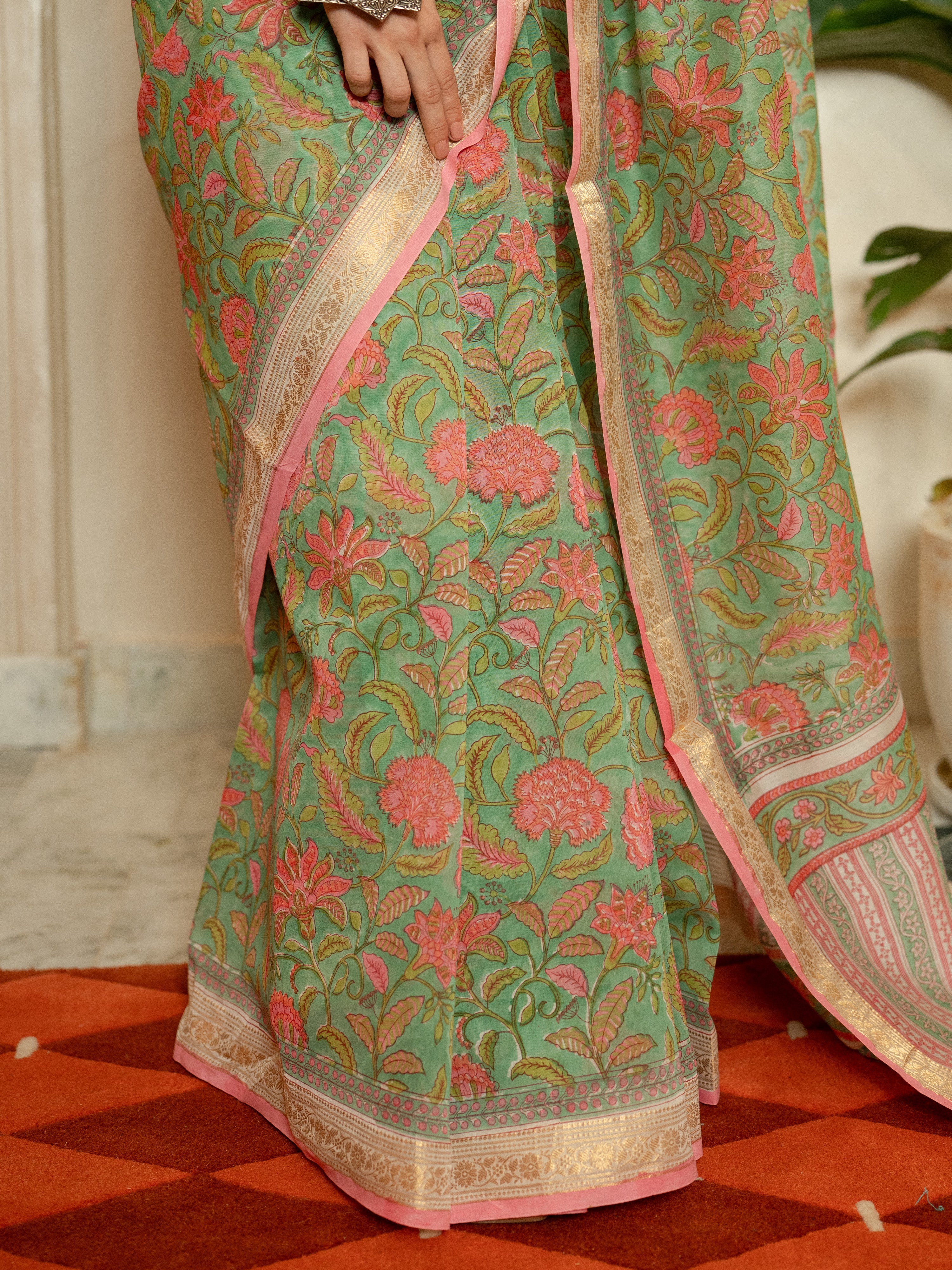 Sage Green Chanderi Saree