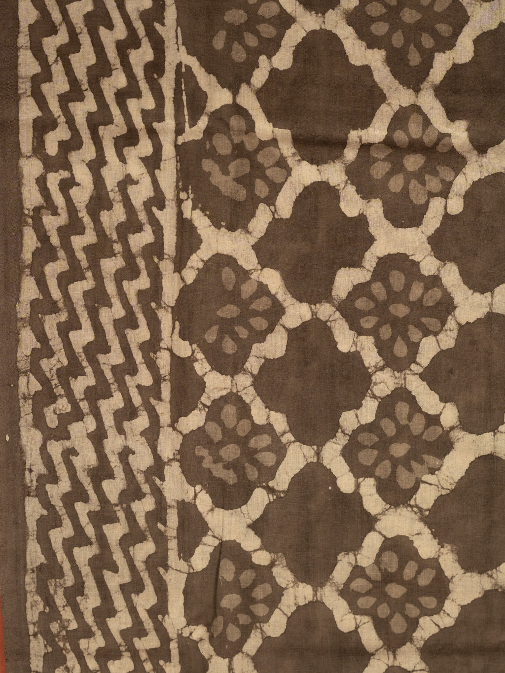 Gray Cotton Block Printed Saree