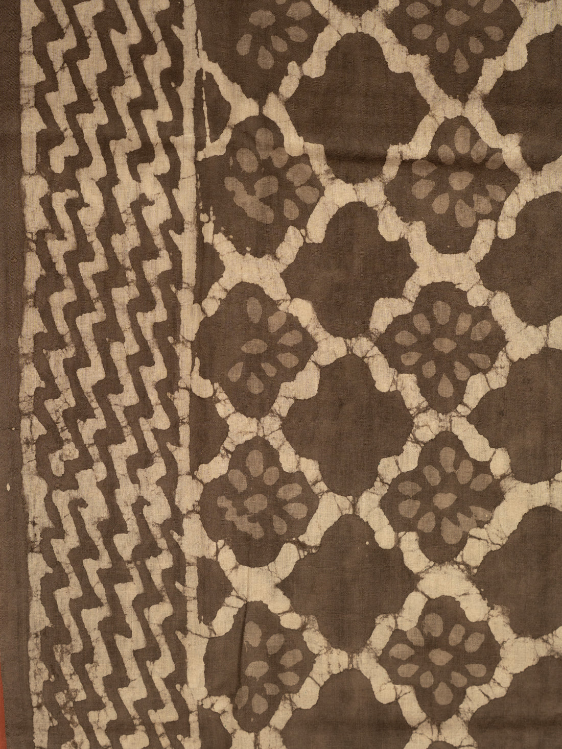 Gray Cotton Block Printed Saree