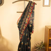 Black Chanderi Hand Kantha Saree