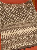 Gray Cotton Block Printed Saree