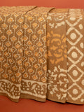 Beige Cotton Block Printed Saree