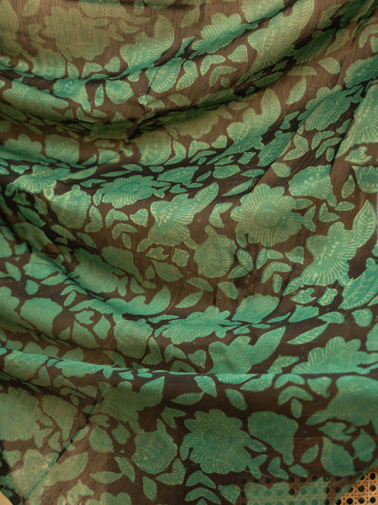 Green Chanderi Block Printed Saree
