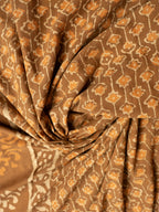 Beige Cotton Block Printed Saree