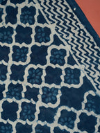 Indigo Color Cotton Block Printed Saree