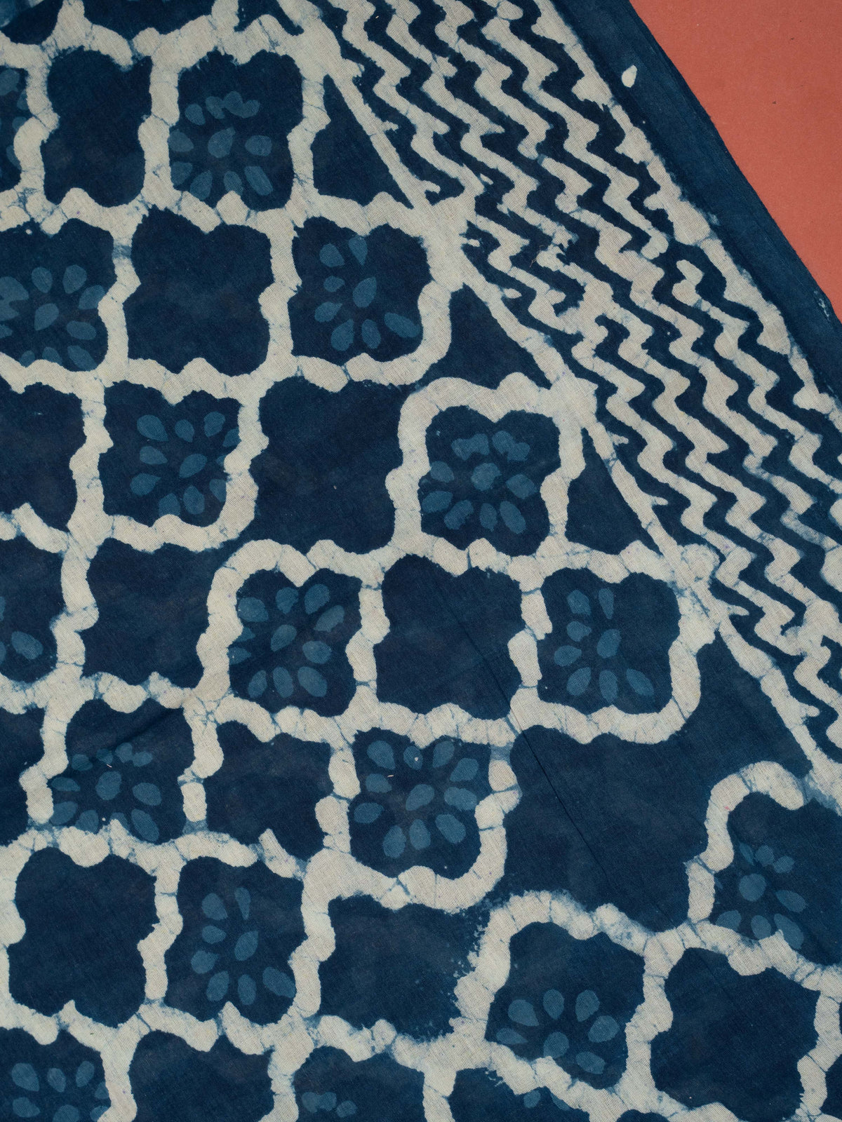 Indigo Color Cotton Block Printed Saree
