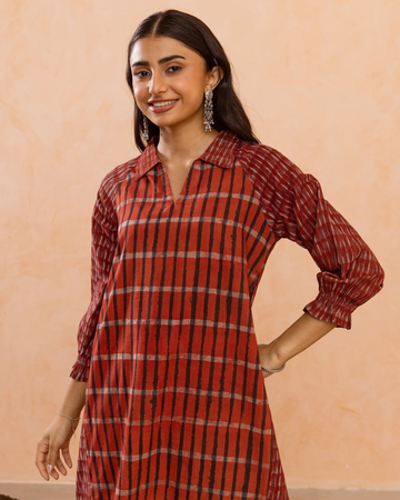 Rust Red Kurta(Pant Not Included)