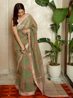 Sage Green Chanderi Saree