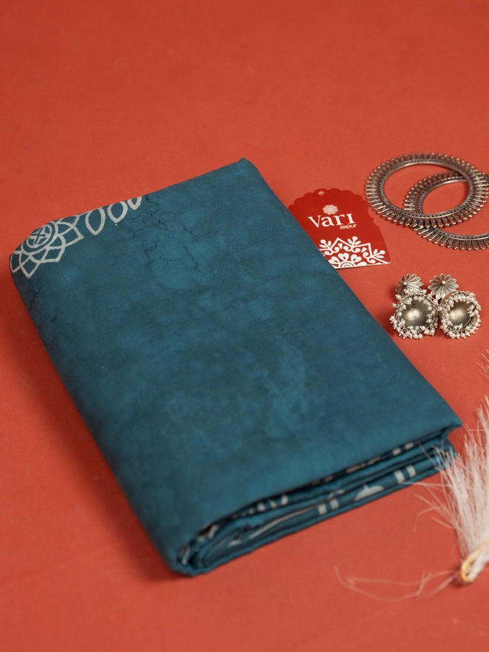 Gray Color Cotton Block Printed Saree