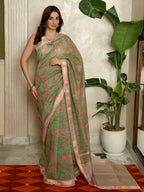Sage Green Chanderi Saree