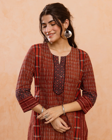 Rich Rust Red Kurta(Pant Not Included)
