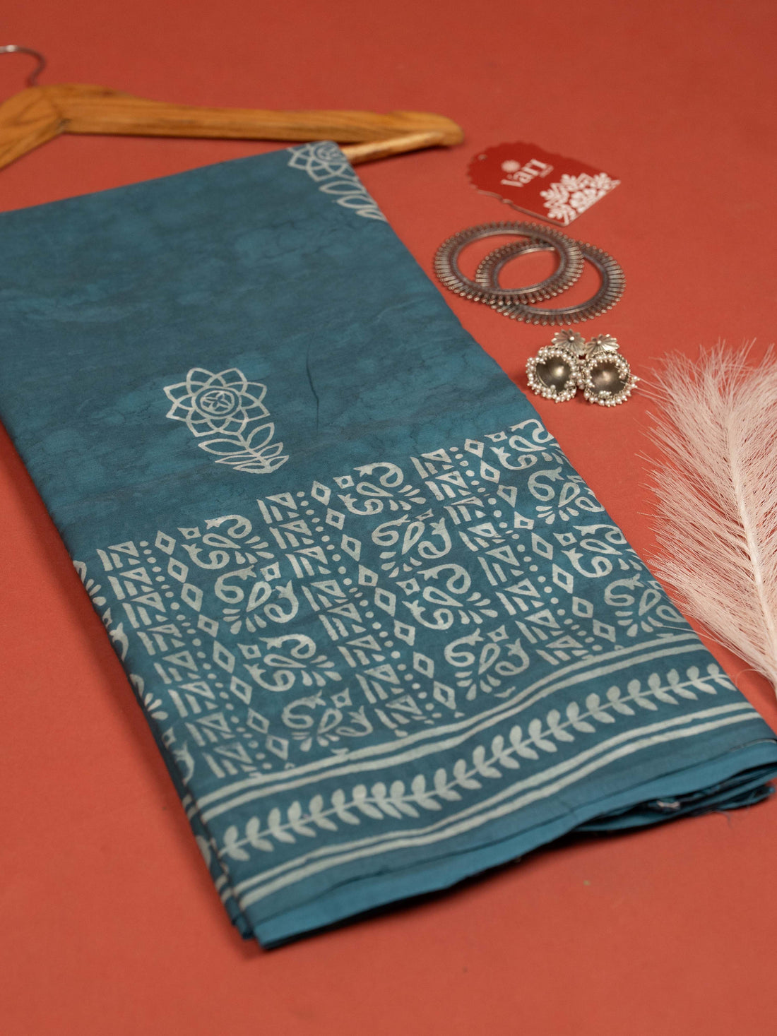 Gray Color Cotton Block Printed Saree