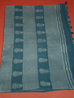 Gray Color Cotton Block Printed Saree