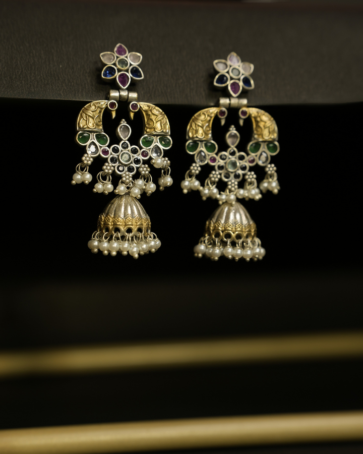 Multicolour Peacock Jhumka Earrings