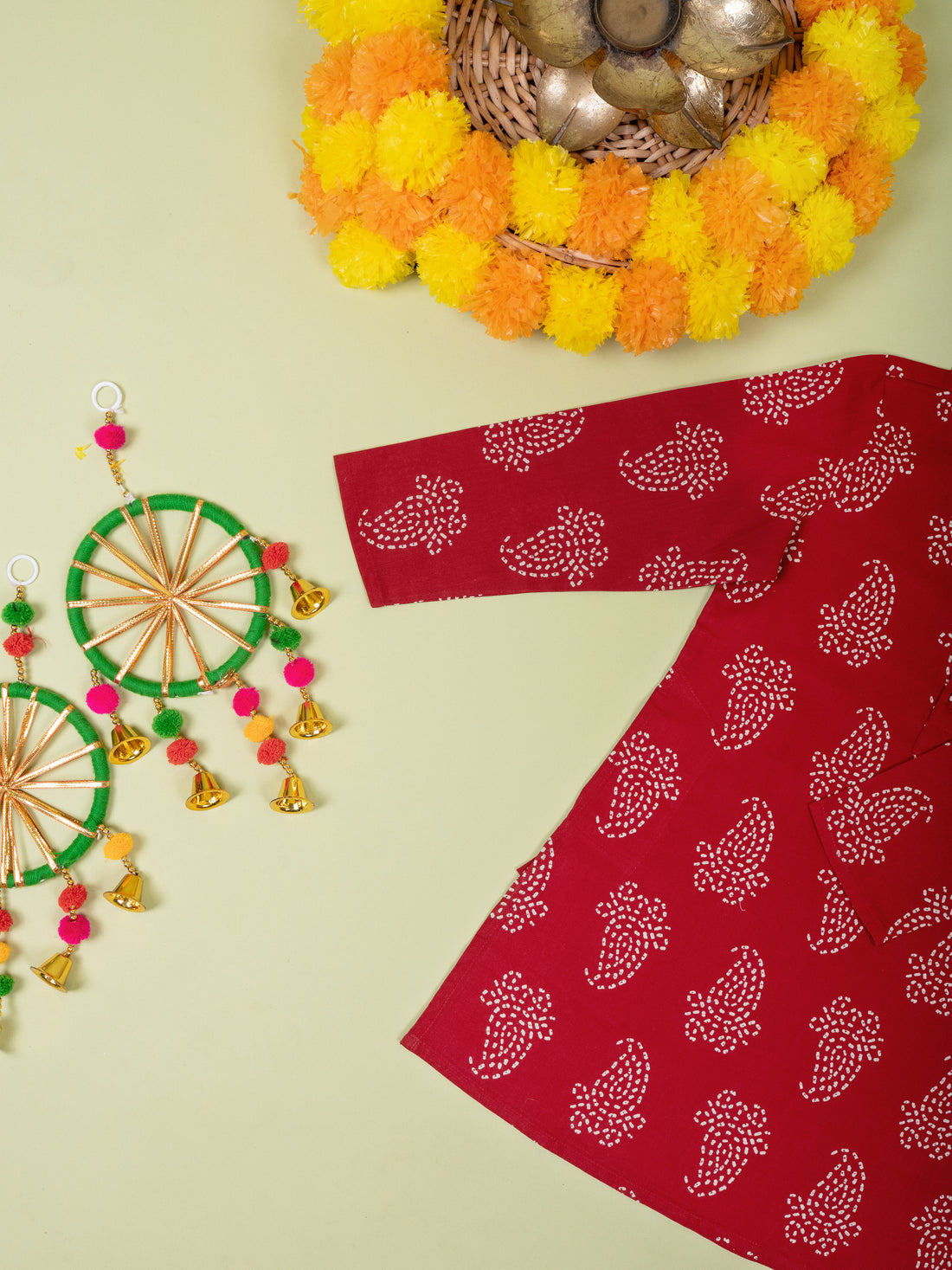 Maroon Cotton Kurta For Boys