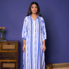 MULTICOLORED STRIPES LINEN BLEND COLLAR NECK KURTA PANT SET