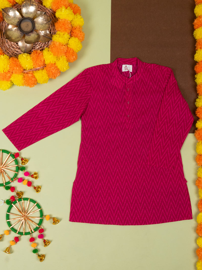 Magenta Cotton Kurta For Boys