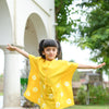 Yellow Handdone Bandhani Printed Kaftan-Kids