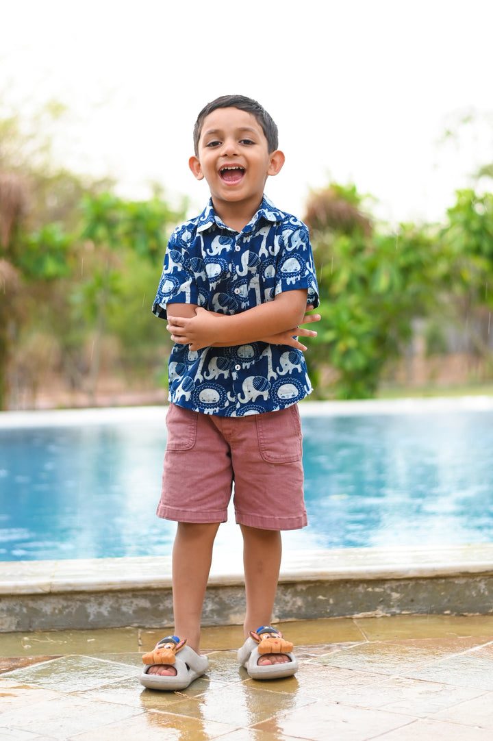 Indigo Animal Print Boys' Shirt- Boys & Kids