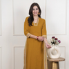 Mustard South Handloom Kurta Pant Set For Women's