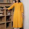 Yellow Colour Cotton Collar Neck Bandhani Print Kurta For Women's