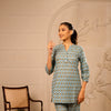 Powder Blue Cotton Co-Ord Set For Women's