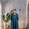 BLUE CHANDERI V NECK  ALL OVER WITH LACE AD KHADI WORK DUPATTA FULL SET