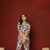 Black Muslin Collar Neck Floral Print Co-Ord Set For Women's