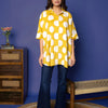 Yellow Cotton Collar Loose Shirt For Women's