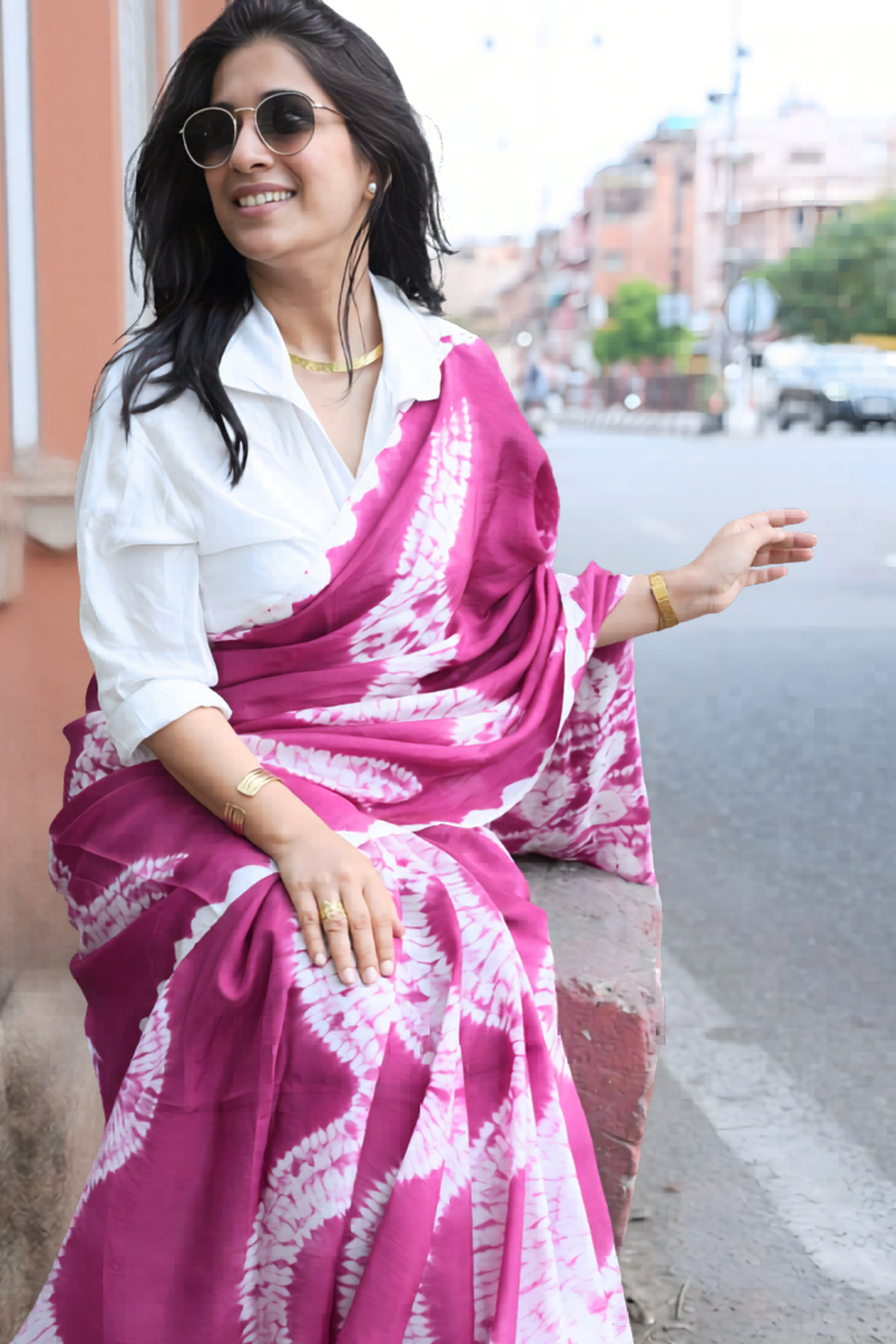 Magenta Tie & Dye Saree