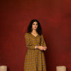 Light Brown Cotton V-Neck Dress For Women's