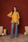 Brown Muslin Collar Short Top For Women's