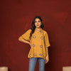 Brown Muslin Collar Short Top For Women's