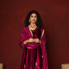 FALSA PINK VELVET V-NECK KURTA HIGHLIGHTED WITH ADDA WORK AND GOTA FULL SET