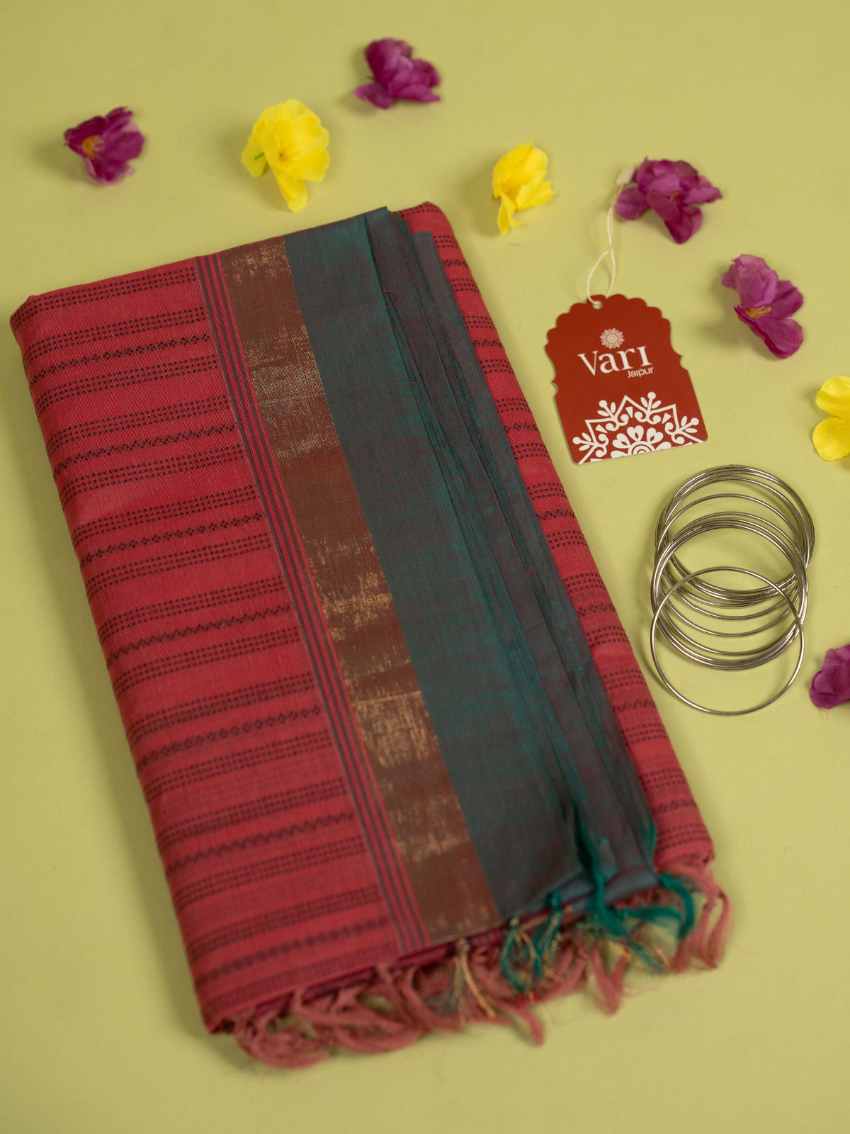 Brick Red Colour Cotton Handloom Self Weaned Saree