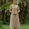 BEIGE WITH MULTICOLOUR COTTON SITTING COLLAR WITH V ALINE KURTA WITH PANT