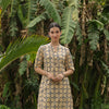 BEIGE WITH MULTICOLOUR COTTON SITTING COLLAR WITH V ALINE KURTA WITH PANT