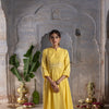 Yellow Jam Cotton Collar Neck Kurta Pant Set For Women's