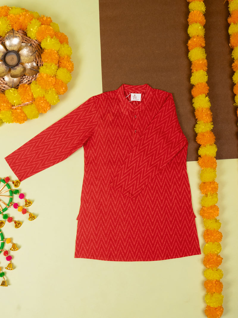 Red Cotton Boys Kurta