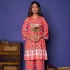 Multicolored Linen Blend Collar Abstract Print Co-Ord Set For Women's