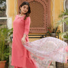 PEACH KURTA PALAZZO-COTTON SLUB WITH KOTA DORIYA DUPATTA