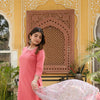 PEACH KURTA PALAZZO-COTTON SLUB WITH KOTA DORIYA DUPATTA