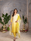 Shaded Yellow Ombre Dying Silk Complete Suit Set For Women's