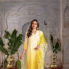 Shaded Yellow Ombre Dying Silk Complete Suit Set For Women's