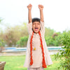 White Kurta with Chudidar Pajama and Orange Dupatta