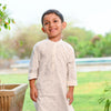 White Khadi Print Boys Kurta