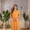 MUSTERD COTTON DOBBY V NECK BEADS WORK WITH GOTA KURTA PANT SET