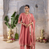 PEACH MUSLIN SILK ANGRAKHA NECK GOTA DORIYA DUPATTA FULL SET